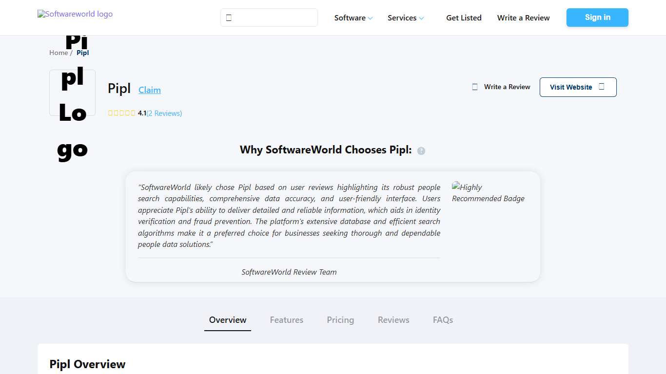 Pipl Reviews Jan 2026: Pricing & Features SoftwareWorld