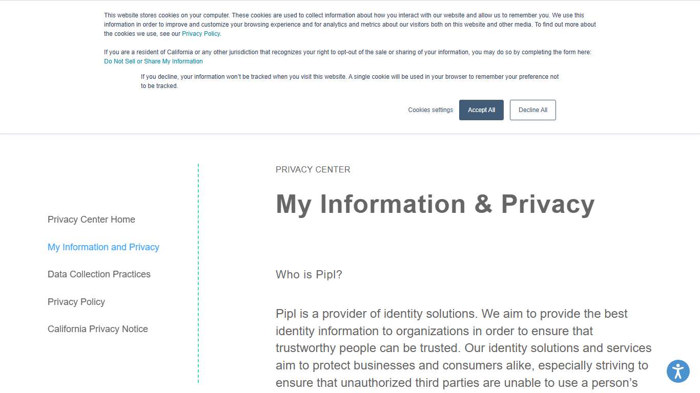 My Information and Privacy - Pipl